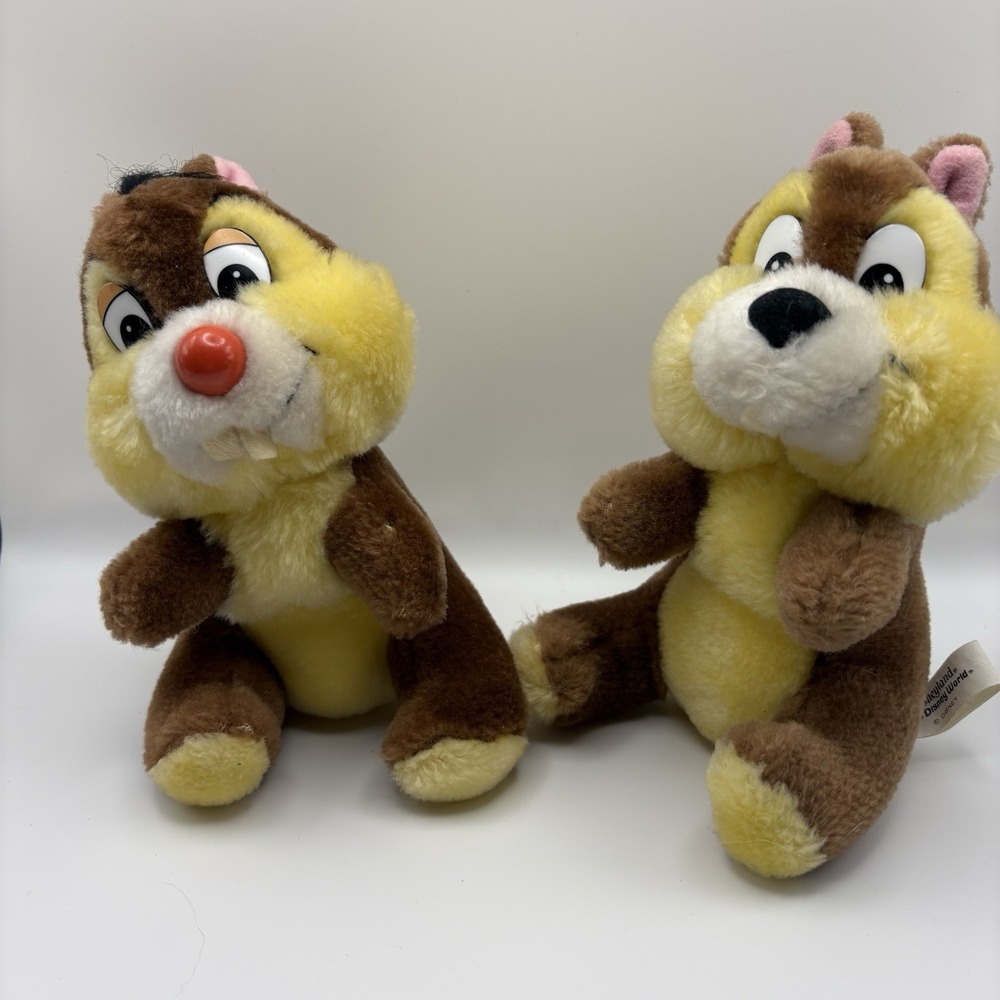 Vintage 8" Chip N' Dale Walt Disney‎ World Disneyland Plush Toy 1970's Korea